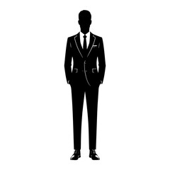 Silhouette of a Man in a Classic Formal Suit.	