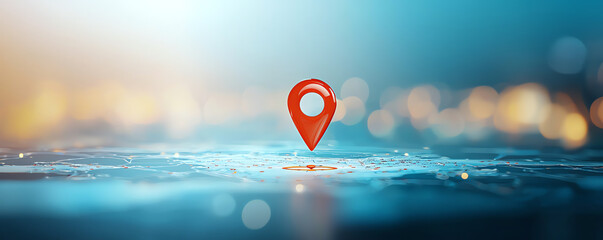 Targeted region on map, location pin and compass, 3D illustration