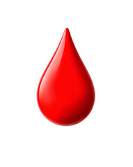 Obraz premium Single red drop liquid blood on transparent background. Single red drop of liquid isolated on a transparent background. Perfect for medical, beauty, or design concepts needing a vibrant touch. 
