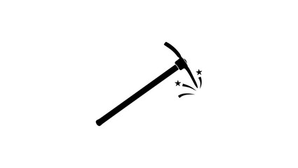 Pickaxe with shards , black isolated silhouette