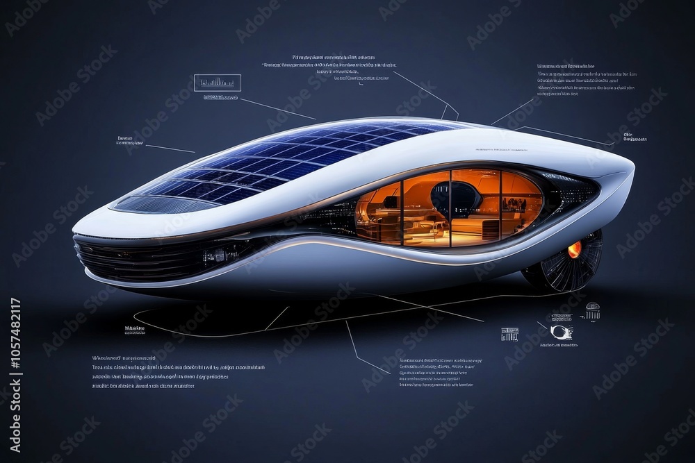Poster Blueprint of a futuristic house with rotating floors, solar windows, and automated features, capturing the advanced design in architectural innovation, symbolizing future and adaptability