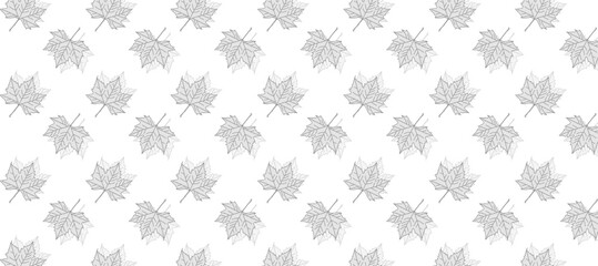 Seamless pattern with grey autumn maple leaves