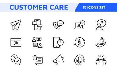 Customer Support Icon Set. Icons for enhancing user assistance, perfect for help centers, chat interfaces, and service platforms to streamline communication and improve user experience.