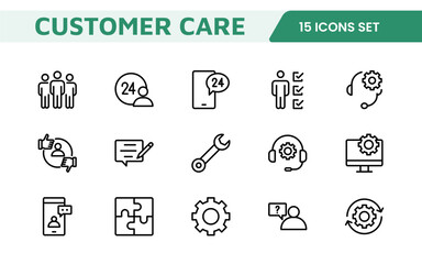 Customer Support Icon Set. Icons for enhancing user assistance, perfect for help centers, chat interfaces, and service platforms to streamline communication and improve user experience.