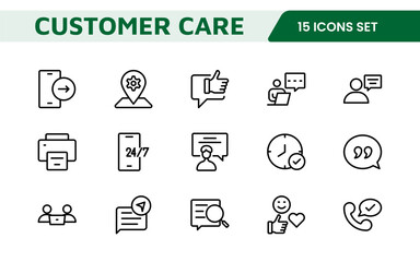 Customer Support Icon Set. Icons for enhancing user assistance, perfect for help centers, chat interfaces, and service platforms to streamline communication and improve user experience.