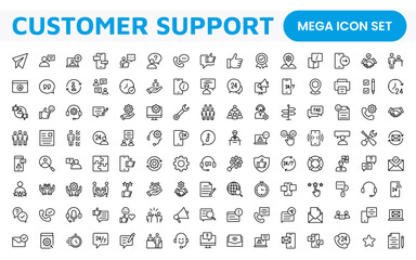 Customer Support Icon Set. Icons for enhancing user assistance, perfect for help centers, chat interfaces, and service platforms to streamline communication and improve user experience.