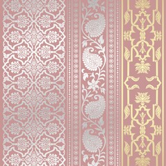 wedding card design, traditional paisley floral pattern , royal India	