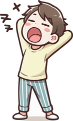 a cartoon of a person with arms raised in the air