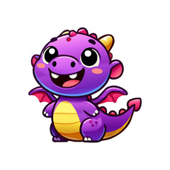 Obraz premium cute icon character purple dragon