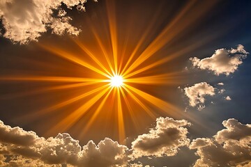 Flat 2D illustration of the sun with bright rays, capturing the essence of heat in a clean design on a white background, symbolizing warmth and clarity