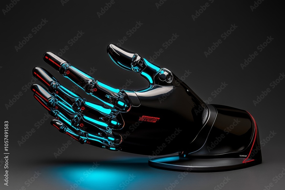 Aufkleber Futuristic robotic arm with sleek metallic design and advanced sensors, capturing the blend of high-tech and industrial power, symbolizing innovation and precision