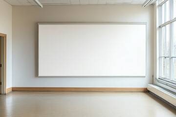 a blank school wall in a classroom for a mockup photo of a banner 