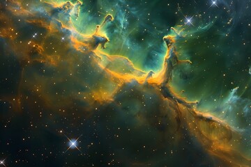 Fototapeta premium Stunning Cosmic Nebula with Vibrant Colors and Starry Background