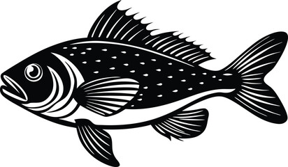 fish silhouette vector illustration black and white