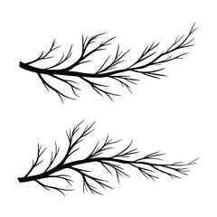 Obraz premium Minimalist Vector Tree Branch Silhouettes in Black, Simple Flat Design with No Shading on White Background