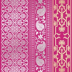 wedding card design, traditional paisley floral pattern , royal India	