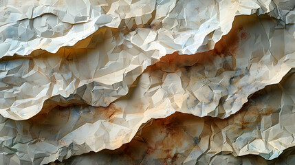 Fototapeta premium Abstract Background with White and Brown Crumpled Paper Texture