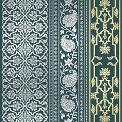 wedding card design, traditional paisley floral pattern , royal India	