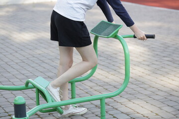 Woman exercising or doing workout session outside