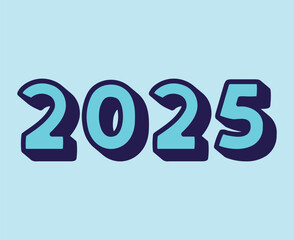 Happy New Year 2025 Abstract Blue 3D Typography Numbers Design Vector Illustration
