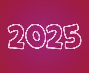 Happy New Year 2025 Abstract Pink Typography Numbers Design Vector Illustration