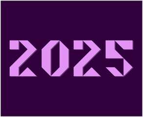 2025 Happy New Year Abstract Purple Typography Numbers Design Vector Illustration