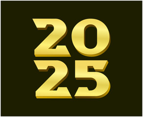 2025 Happy New Year Abstract Gold Typography Numbers Design Vector Illustration