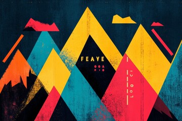 geometric mountains, modern and inviting, vivid colors, dynamic shapes 