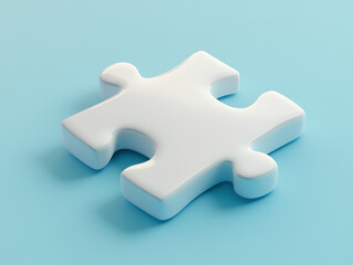 Obraz premium 3D white puzzle piece isolated on a soft blue background