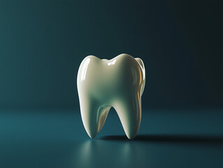 White 3D tooth isolated on a dark background