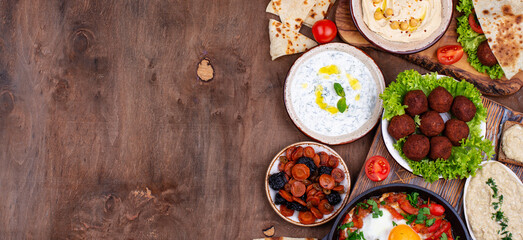 Delicious middle eastern breakfast spread