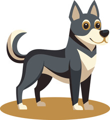 A Catton dog standing flat  illustration on transparent background.