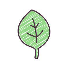 Nature Leaf Doodle in Hand-Drawn Style, Organic Sketch, Botanical Leaf Doodle, Playful Leaf Doodle Sketch in Hand-Drawn Style