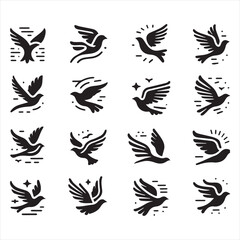 Fototapeta premium SET OF BLACK MINIMALIST SIMPLE BIRD ICON