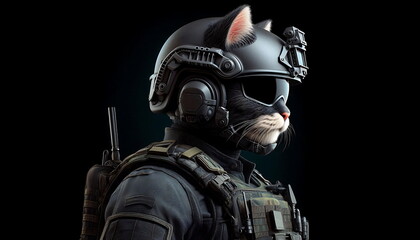 Cute Soldier Cat in Uniform , Background , Music Cover Art, Decor Art , Poster, Design, Wallpaper , Art, 3D , Aspect Ratio 16:9