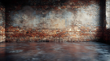 Grunge Brick Wall Room 3D Render