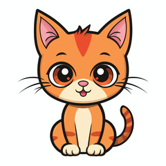 Vector Illustration of Cute Cartoon Cat Characters on Isolated Background. Adorable Cute Cartoon Orange Cat Vector Illustration.