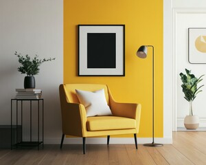 black blank frame on the clean wall 