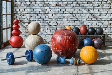 A Colorful Array of Fitness Equipment in a Bright Studio