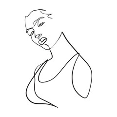 Continuous line, drawing of set faces and hairstyle, fashion concept, woman beauty minimalist, vector illustration for t-shirt, slogan design print graphics style
