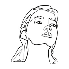 Continuous line, drawing of set faces and hairstyle, fashion concept, woman beauty minimalist, vector illustration for t-shirt, slogan design print graphics style
