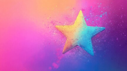Vibrant rainbow star shape design with colorful elements on the background, ideal for creative projects, with ample space for text or graphics. Colorful rainbow star shape design attracts attention.
