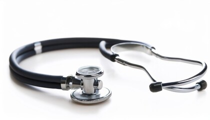Stethoscope on White Background Isolated. Full Shot of Medical Devices.