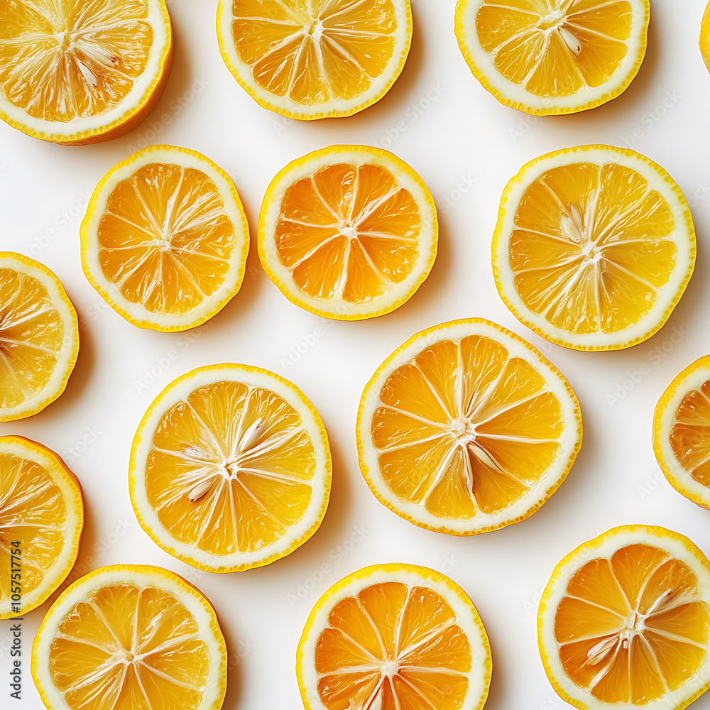 Poster slices of lemon on a white background