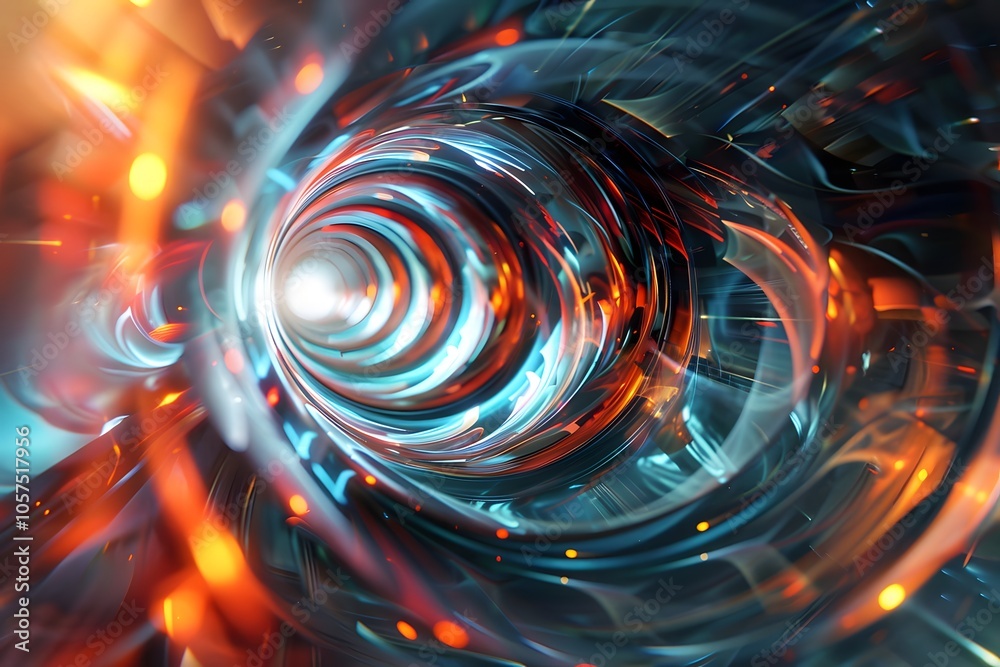 Poster mesmerizing abstract swirl of light and color in a dynamic tunnel