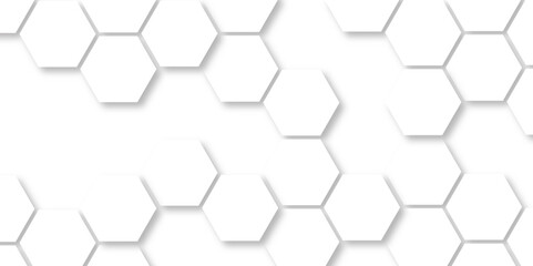 Abstract white hexagon concept design background. Seamless bright white honeycomb banner design. 