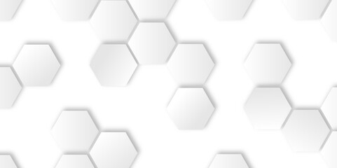 Abstract white hexagon concept design background. Seamless bright white honeycomb banner design. 