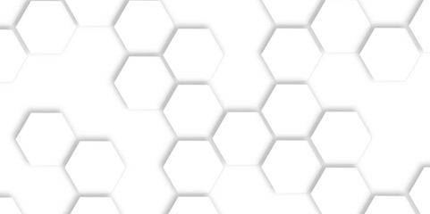 Abstract white hexagon concept design background. Seamless bright white honeycomb banner design. 