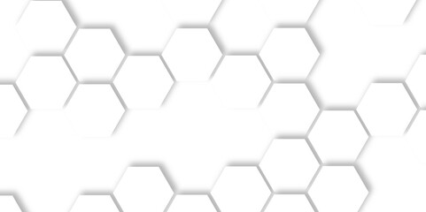 Abstract white hexagon concept design background. Seamless bright white honeycomb banner design. 