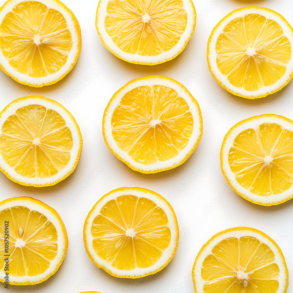 Poster slices of lemon on a white background